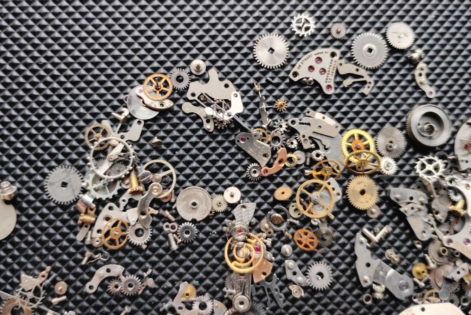 Huge Watchmaker watch parts lot assorted Wyler Everbrite AN Stuart Libela
