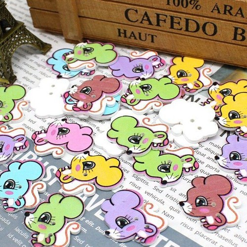 50pcs Bee Buttons Decorative Mixed 2 Holes Printing Wooden Material Accessories - Picture 16 of 34