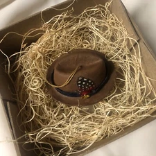 New 3D Dresden Paper Ornament Men's Hat Fedora Christmas Feather Tree Decoration