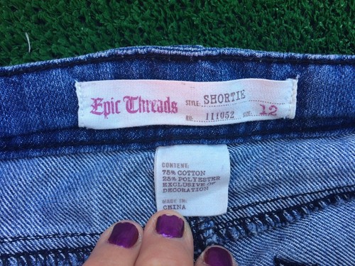 Epic Threads Flag Girls Denim Stretch Cotton Sz 12 Cut-Offs Stars & Stripes - Picture 8 of 10