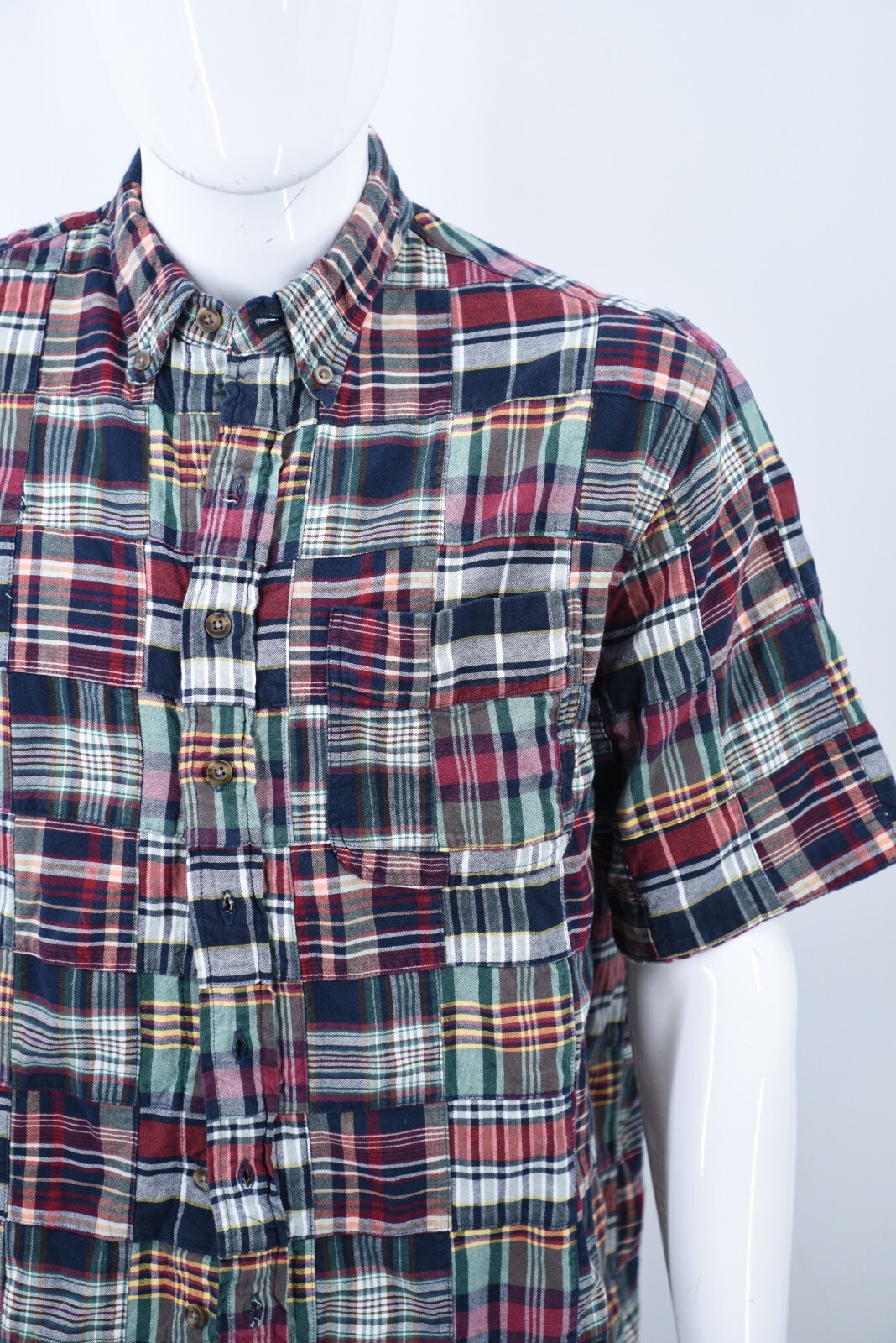 Krazy Kat Patchwork Indian Madras Short Sleeve Bu… - image 15