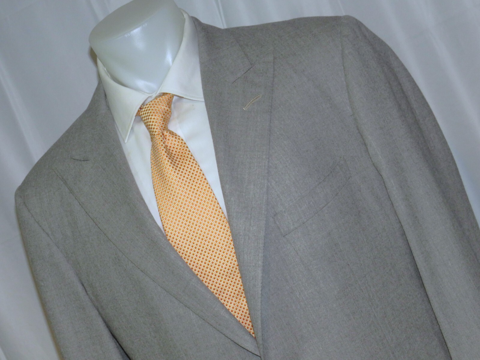 Alan Flusser Pale Gray Solid Flannel Bespoke Two … - image 6