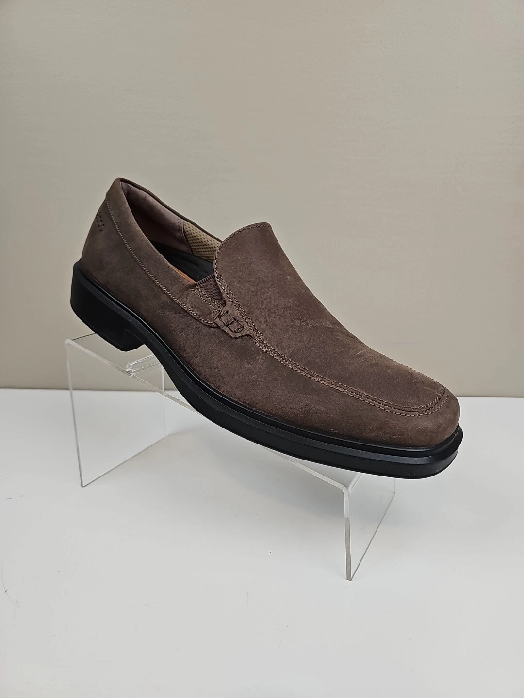NUOVO Ecco Helsinki 2 elegante scarpa grembiule punta uomo 46 EU US 12 12 5 tortora nabuk scamosciato