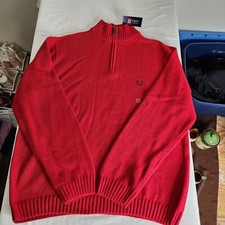 Chaps NWT Men's Heavy Knit 100 Cotton 1/4 Zip Mock Neck Red Sweater XL 59.50