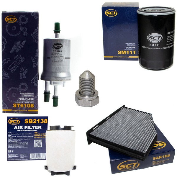 Filter Set SCT Kraftstoff- ÖL- Luft- Innenraum + Schraube FüR Audi Seat Skoda VW-image