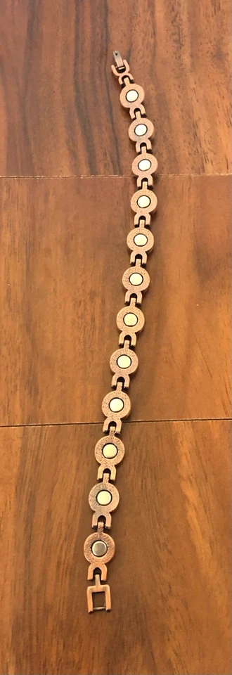 Pulsera de piedra colorida de eslabones magnéticos de cobre herradura artritis alivio del dolor Foto 3 de 4