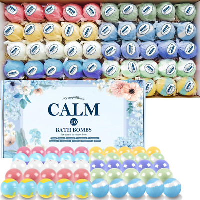 Bath Bombs Gift Set, 50 PCS Natural Essential Oils Bath Bombs for Women, Kids   