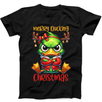 T-Shirt Merry Ducking Weihnachten Ente Spruch Meme lustig Geschenk schwarz 210