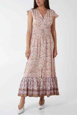 NOVA LADIES BUTTON THROUGH PAISLEY PRINT MAXI DRESS TALL FIT NEW (ref 396) SALE