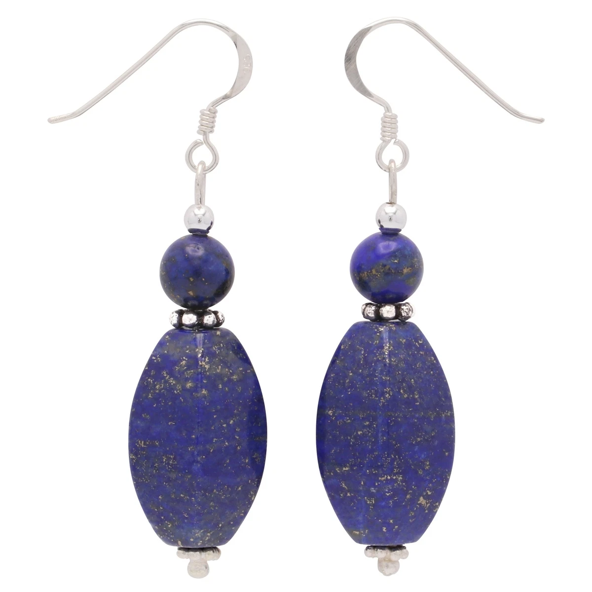 Orecchini Pendenti 925 Argento Sterling Naturale Lapislazzuli