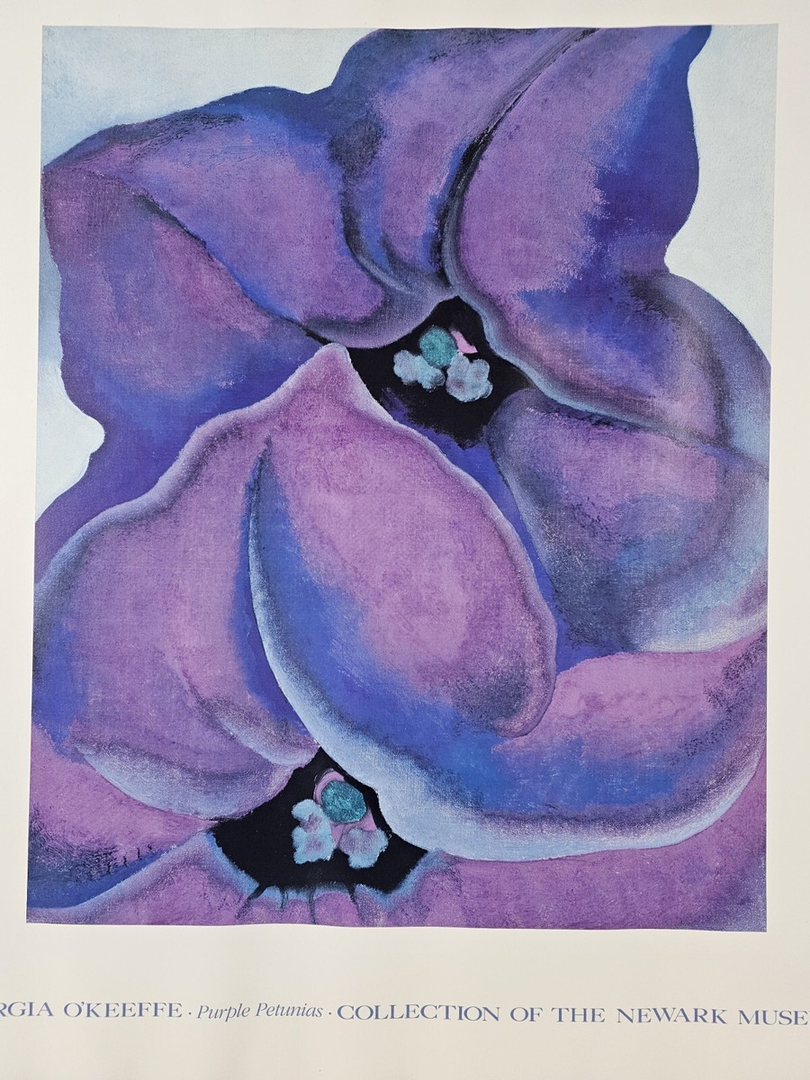 Vintage 1989 Georgia O'Keefe - Newark Museum Purple Petunias