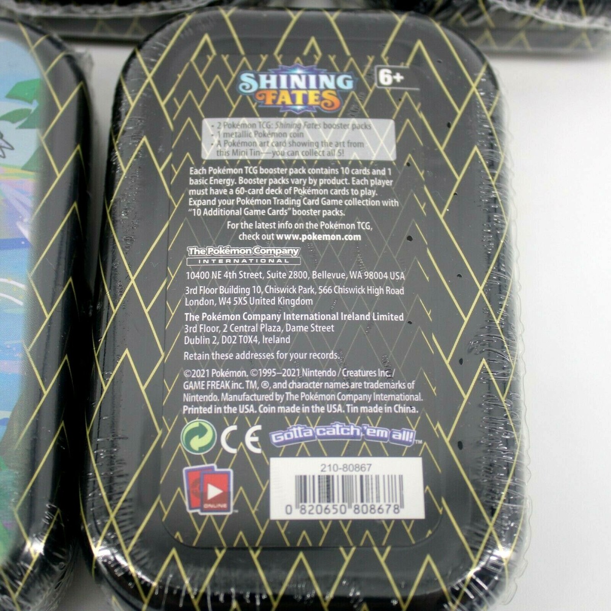 LOT/BUNDLE (5) Pokemon TCG Shining Fates Mini Tins, Full Art LOT/BUNDLE (5) Pokemon TCG Shining Fates Mini Tins, Full Art