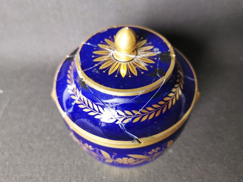 Sevres Louis Phillipe(1830-1848) - Zuccheriera con coperchio - Blu cobalto e oro - Picture 4 of 8