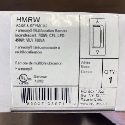 Pass & Seymour Legrand Radiant White Harmony Multilocation Dimmer Switch HMRW