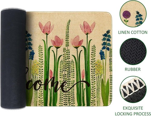 Tulip Linen Flowers Doormat - Non-Slip, Reusable - Indoor/Outdoor Entrance Mat - Picture 8 of 10