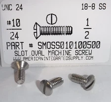 #10-24x1/2 Oval Head Slotted Machine Screws Stainless Steel (15)