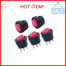 mxuteuk 5pcs Snap-in AC110/120V Lighted Round Rocker Switch Illuminated Boat Tog