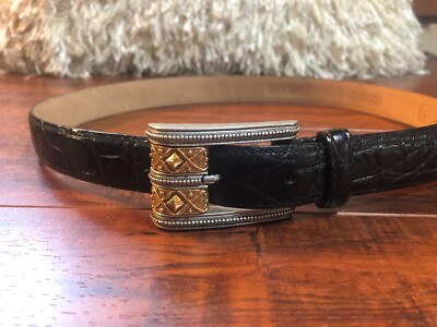 WCM NEW YORK WOMANS BLACK CALFSKIN LEATHER BELT WITH TWO  display picture 3
