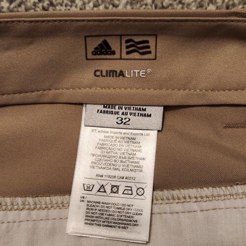 Pantaloni da golf Adidas uomo 32 x 38 Climalite kaki extra lunghi pieghettati elasticizzati nuovi con etichette - Foto 4 di 7