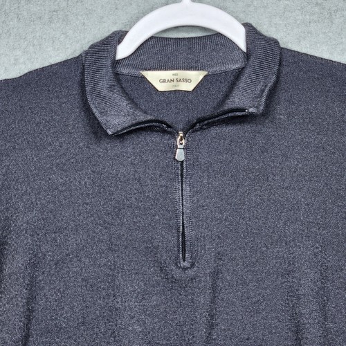 Gran Sasso Sweater Mens 58 Large Virgin Wool Half Zip Made In Italy Luxury - Picture 3 of 12