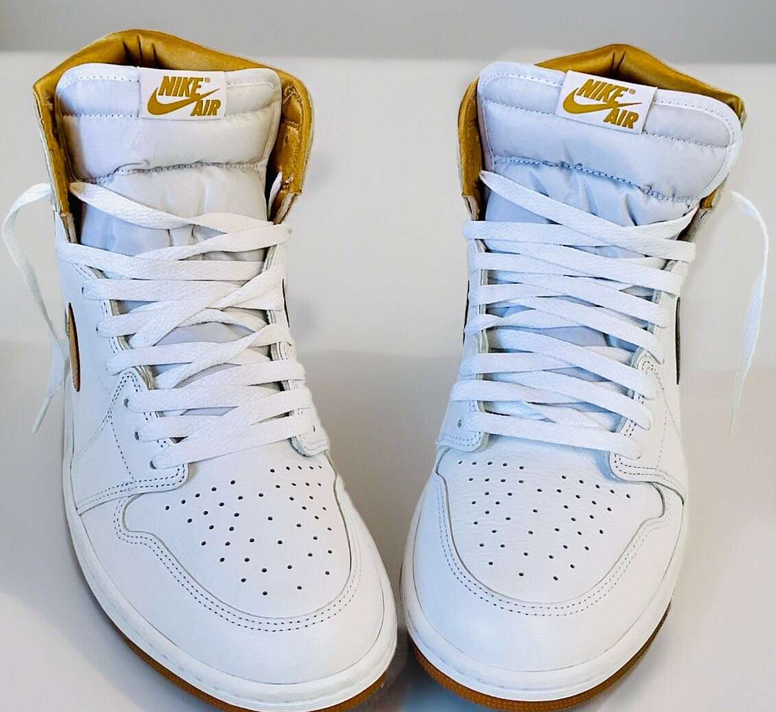 NIKE WMNS airJordan 1 high ホワイトメタリックゴールド Nike Air Jordan 1 Retro OG High Metallic Gold WMN Size 12.5