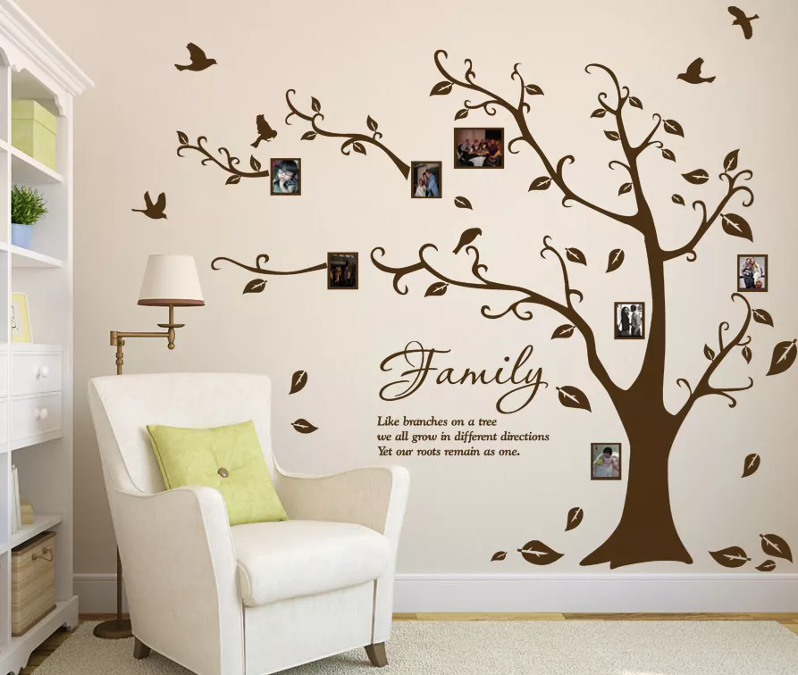 Family Tree Sticker Photo Frame Birds