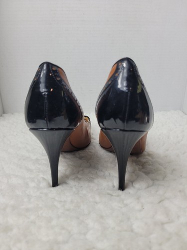 J. Crew Mona Womens Heel Shoes Size 8.5 Black Tan Leather Tassel Brogue Pumps - Picture 4 of 8