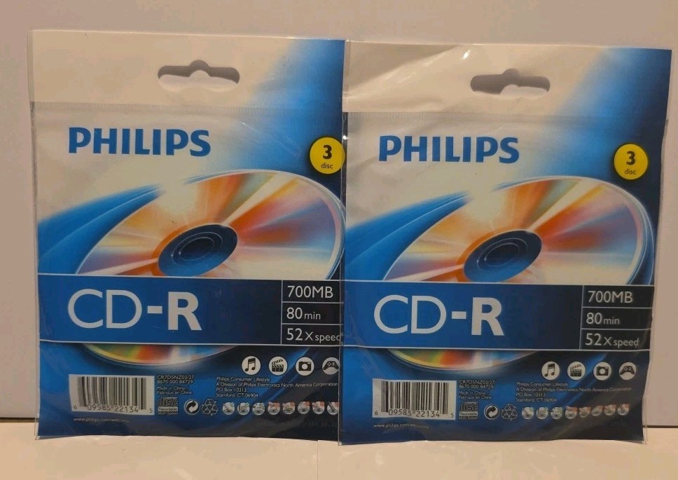 (2) 3 pack Philips CD-R 700MB 80min 52x Speed DISCS 80 minutes cd compact disc