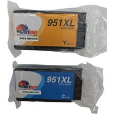 Clorisun 951XL High Yield Replacement Ink Cartridges Cyan Yellow for HP