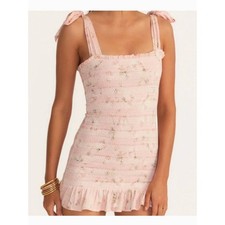 LoveShackFancy Norna pink smocked mini dress XS