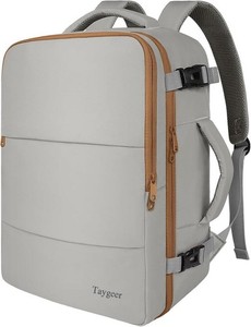 〽️Women Trendy Carry On Backpack Gray Khaki with Shoe Pouch & USB Charging Port Amazon.com: Taygeer Backpack for Women, College Backpack  main image 4