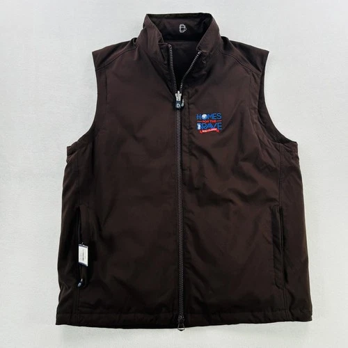 B. Draddy Vest Mens Large Brown Lawrence Goose Down Puffer Golf Full Zip NEW! - product listing photo