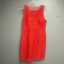 J CREW Coral Orange Lace Sheath Sleeveless Women's Dress - Size 12