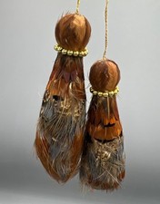 Bird Feather Tree Ornaments Decorations Tassel Pair Gold Accent Home Decor Craft