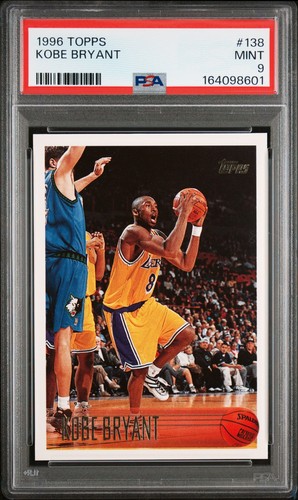 KOBE BRYANT 1996 TOPPS ROOKIE CARD RC #138 PSA 9 MINT! LAKERS MVP HOF #164098601