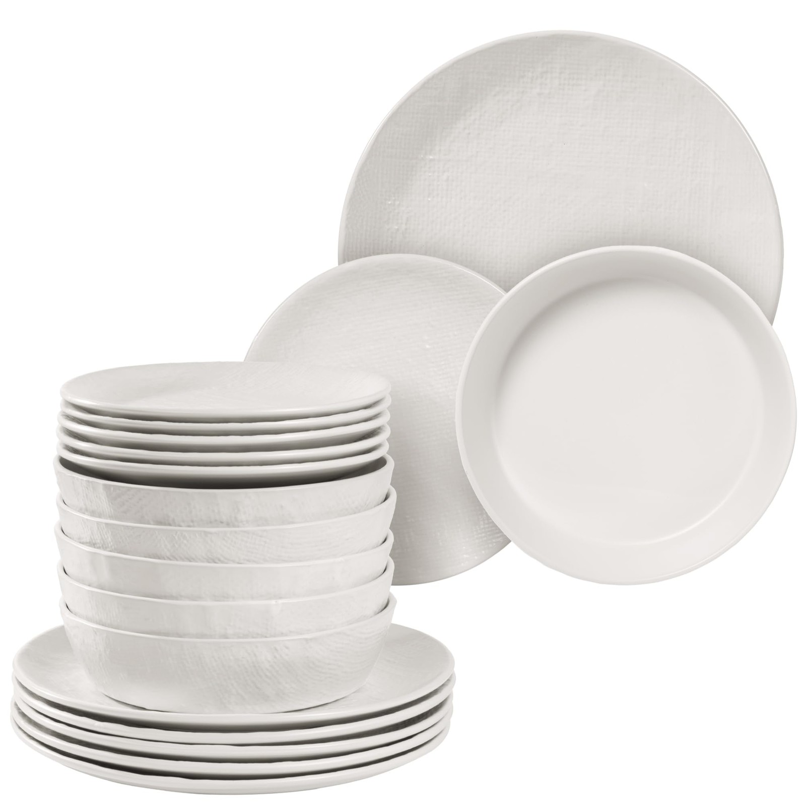 (18 Pieces) - White Dinnerware With Di...