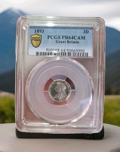 1893 Großbritannien Silber Threepence 3dD - Queen Victoria Platte von PCGS PF64CAM