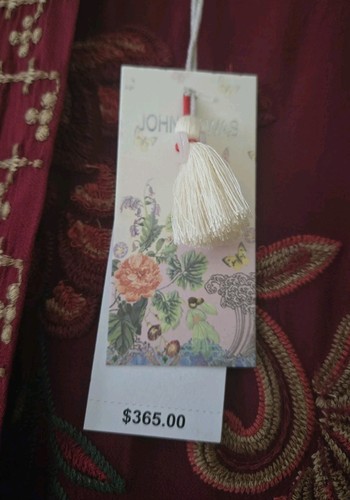 JOHNNY WAS Messine Long KIMONO COAT JACKET Embroidered Floral Pomegranate L NWT - Picture 8 of 10