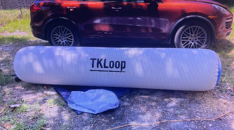 TKLoop Heavy-Duty  10'x 2' Inflatable Boat Fender with D-Rings, Bag, Inflator