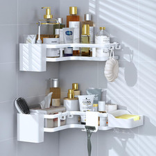 Organizador ducha esquina adhesivo 6 pzs acero inoxidable resistente capacidad