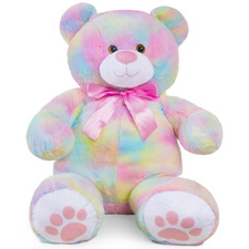 Giant 35" Soft Plush Pastel Teddy Bear Stuffed Animal Toy w/ Bow Tie - NEW 
