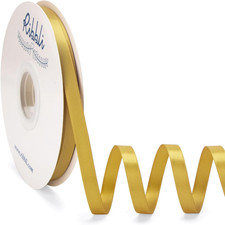 Gold Satin Ribbon Double Faced Satin 3/8 Inch X Continuous 50 Yards-Gold Ribbon