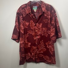 Reyn Spooner Men  s vintage Aloha shirt floral maroon pink size XL