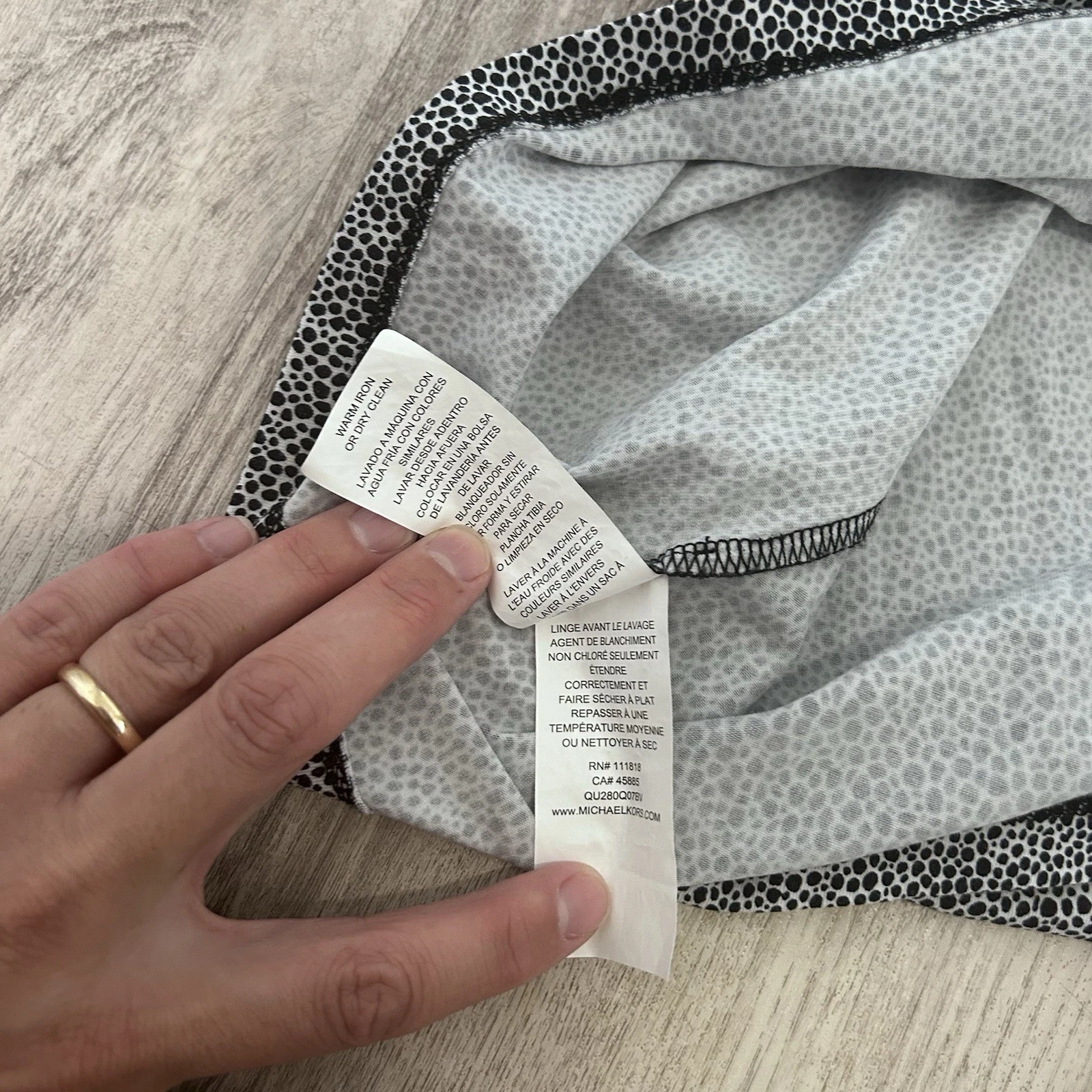 Michael Kors T Shirt Vestito Donna Taglia 2 Cotone Bianco e Nero Maculato Midi