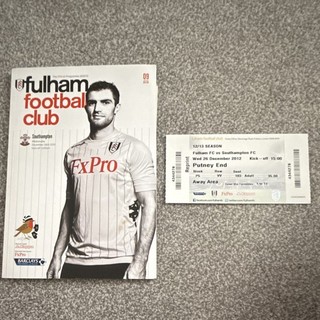 Fulham v Southampton Ticket Stub Putney End Away Area Adult 26 Dec 2012