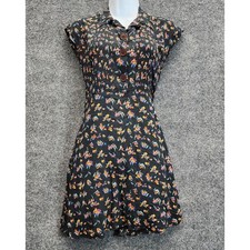Urban Outfitters Women Floral Pintuck Button Front Rayon Boho Mini Dress Size S