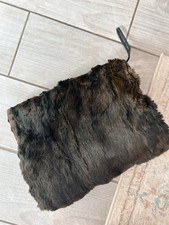 Vintage 1950s Fur Muff Hand Warmer Tie Strap Brown Fur Hollywood Regency- Read