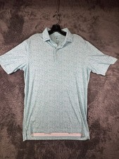 Johnnie-O Top Shelf Polo Mens Small Teal Floral Print Stretch Golf Shirt