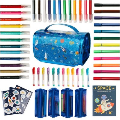 Outer Space Creative Art Coloring Set Washable Markers Travel Bag Craft Supplies