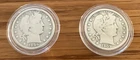 2 (Two) Lot Barber Silver Half Dollars - 1899 & 1909-S including the Cases